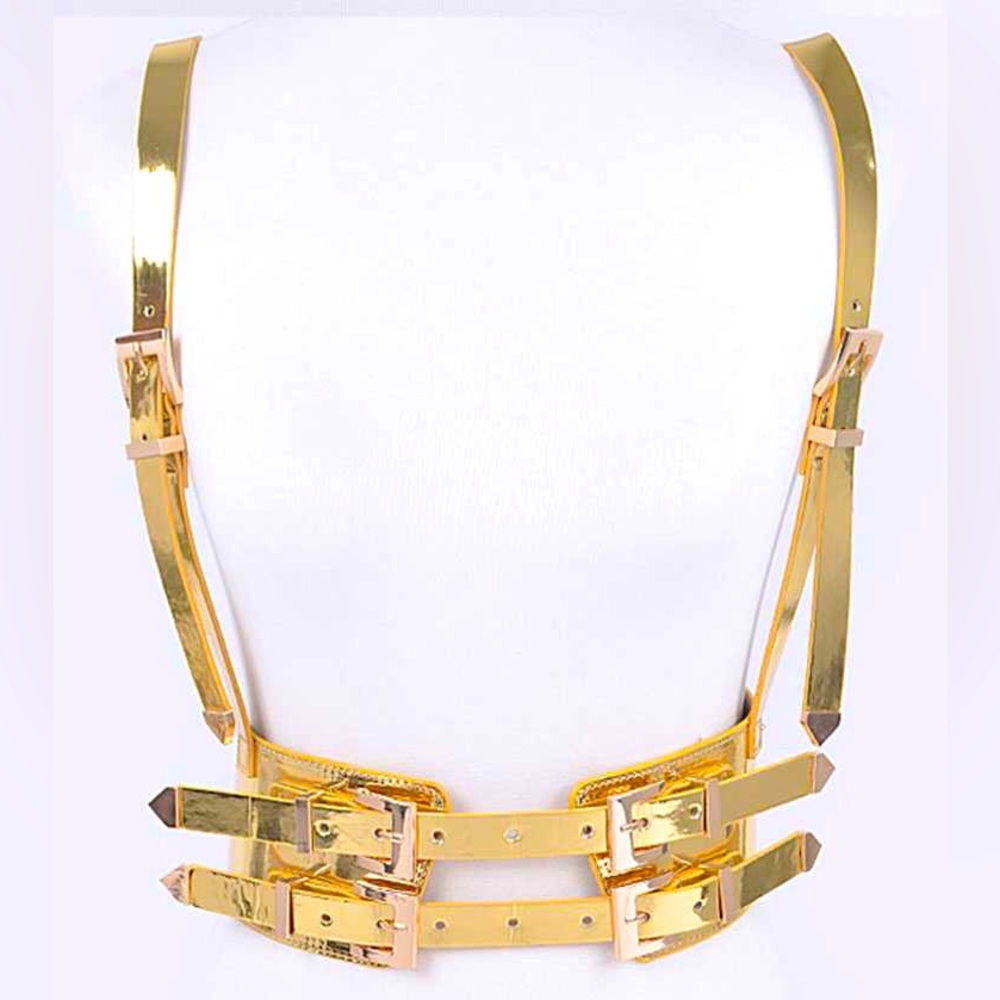 Metallic Gold Vegan Leather Stallion III Western Statement Belt